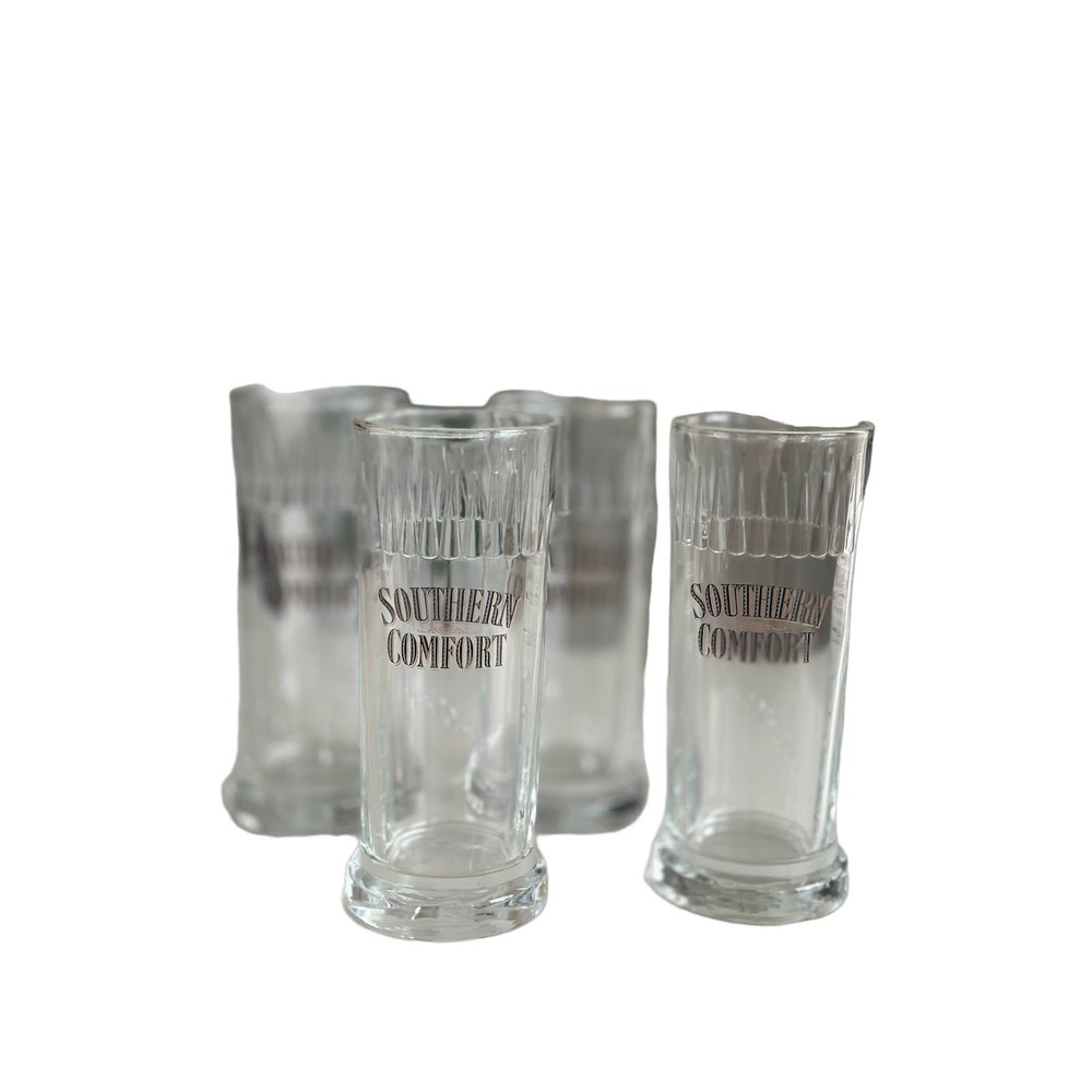 Set of Four Southern Comfort 6" Tall Logo Embossed Bar Glasses